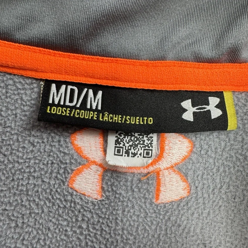 Under Armour Men's Loose Light Gray 1/4th‎ Zip Thick Sweater Medium Men's Winter